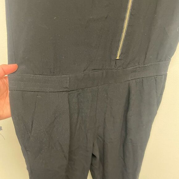 J.Crew Women's Black Skinny Jumpsuit with Gold Side Zipper SZ 0 - Picture 5 of 11